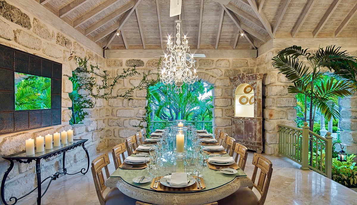 Romantic dining room at Olivewood best Sandy Lane villas in Barbados