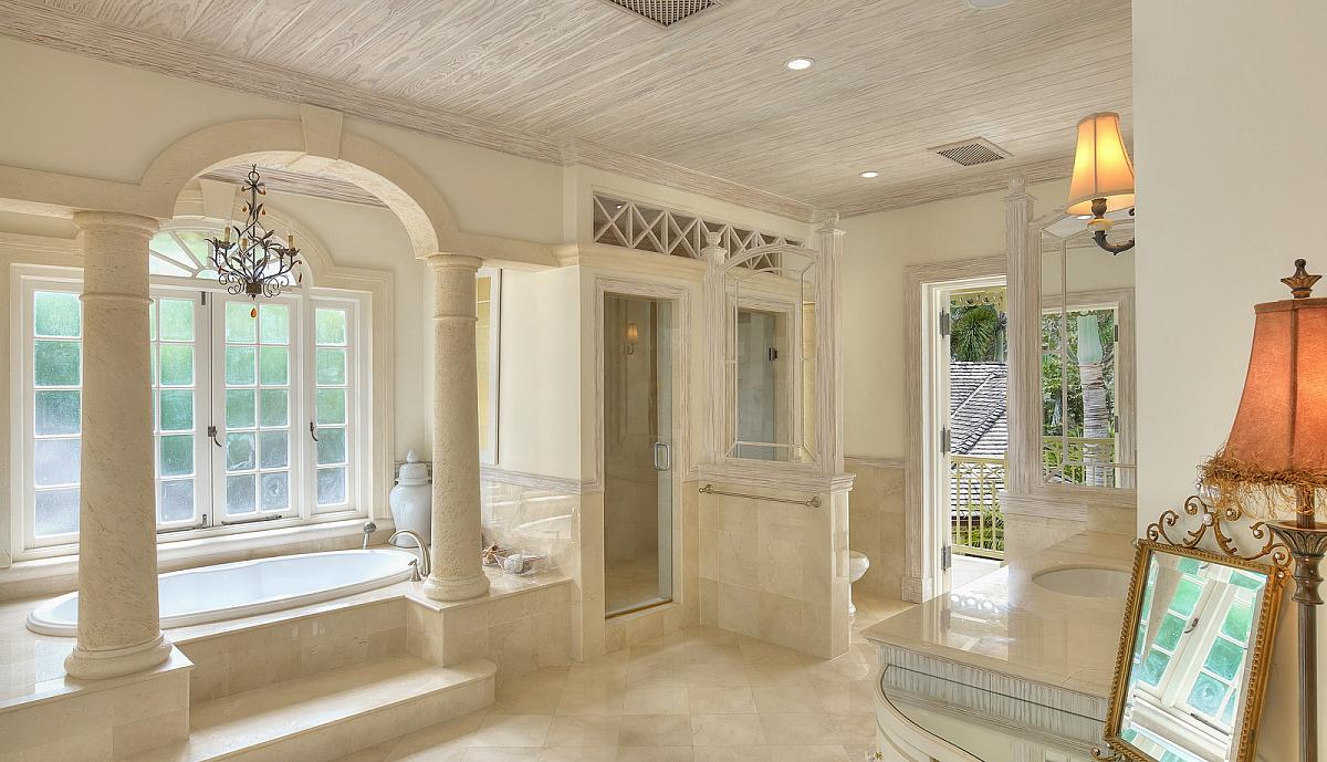 Master en suite Grecian style bathroom best Sandy Lane villas in Barbados